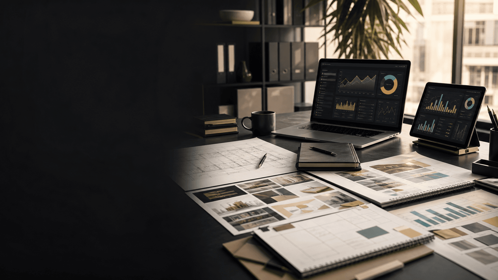 Operations workspace with dashboards, files, planning documents, and business records